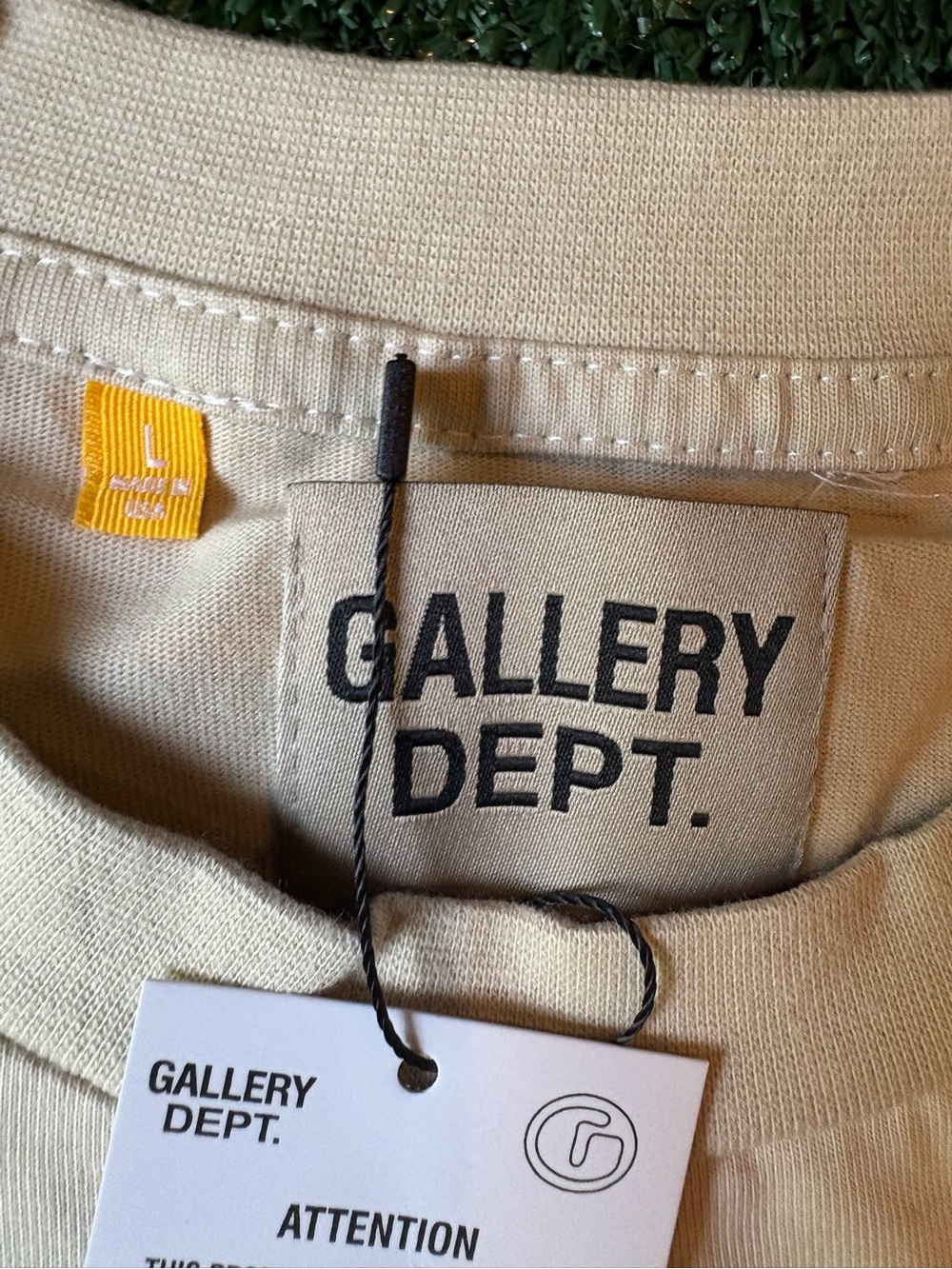 Gallery Dept Cream MIA Graphic Short Sleeve Tee with Multicolor Stripe - Picture 8 of 10